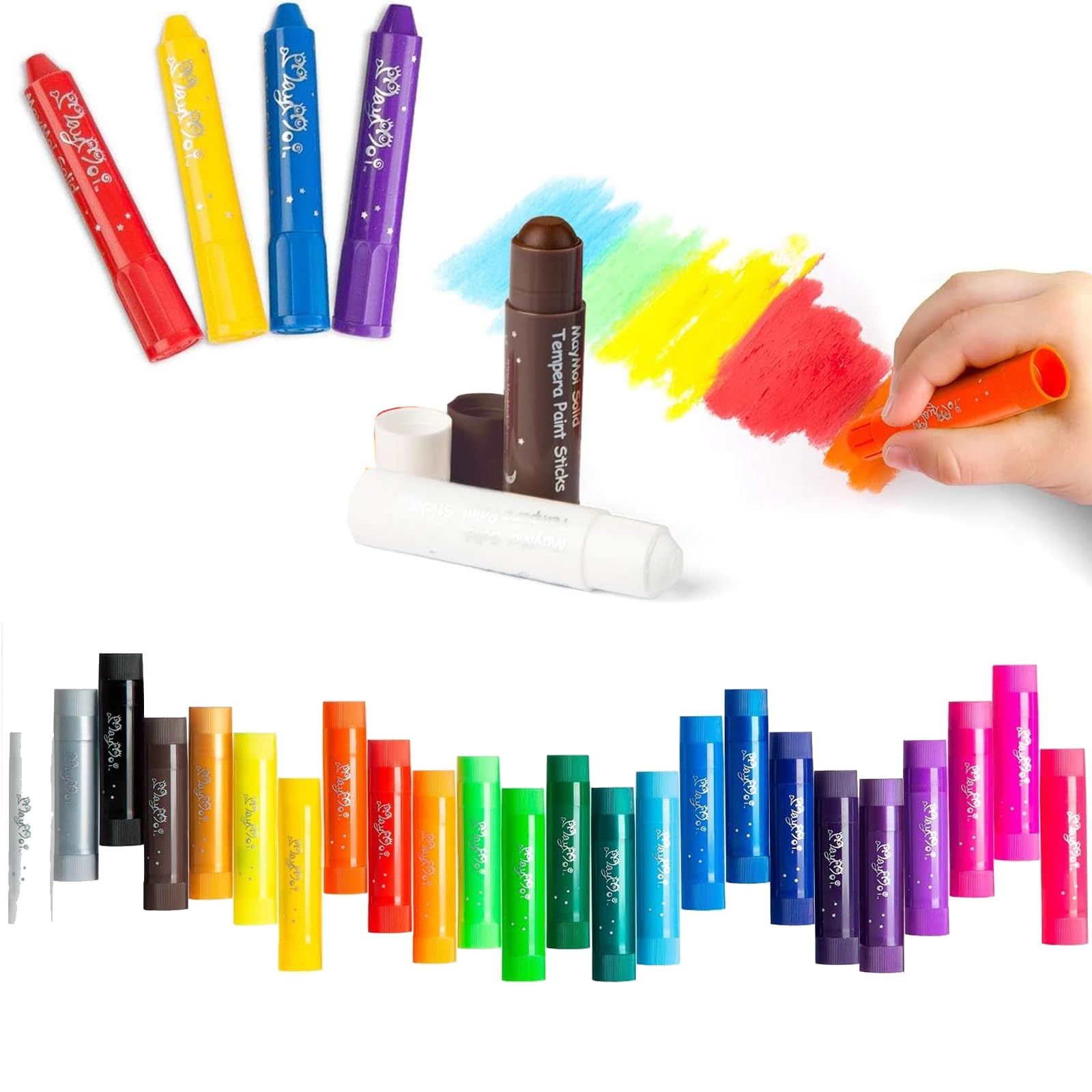 Amazon.com: MayMoi Tempera Paint Sticks - 24 Bright Colors, Quick